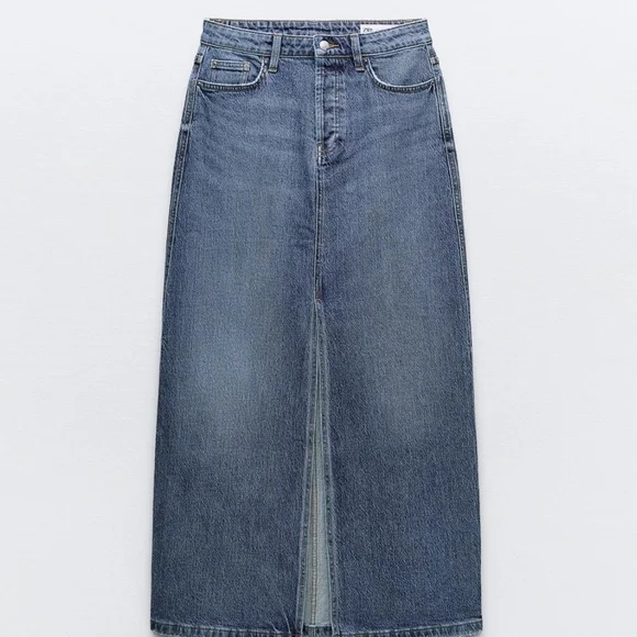 Zara Blue Denim Maxi Skirt and Vest Set ZARA - Picture 2 of 14